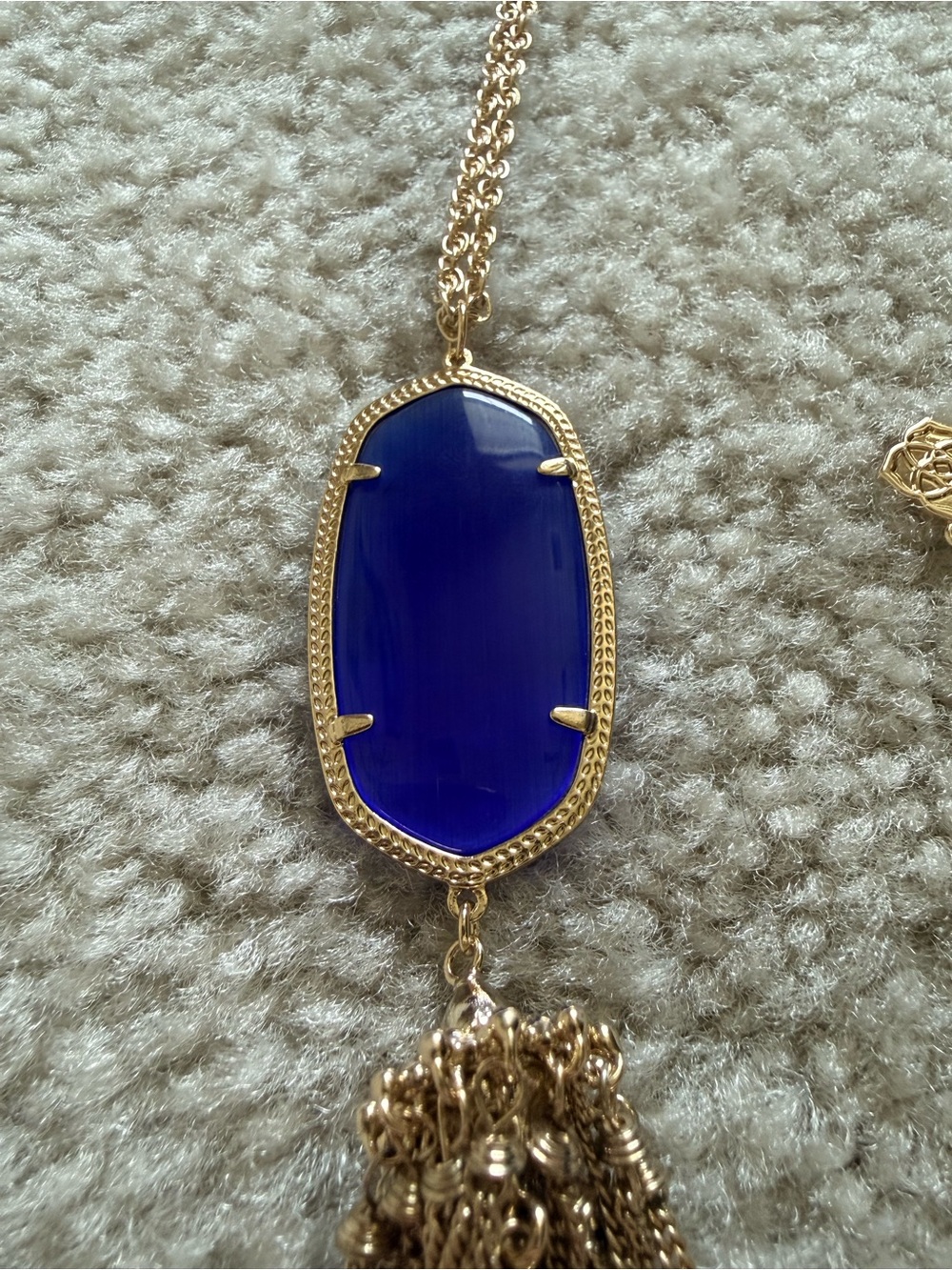 Kendra Scott Rayne necklace NWT - long tassel necklace gold and blue - Picture 2 of 6